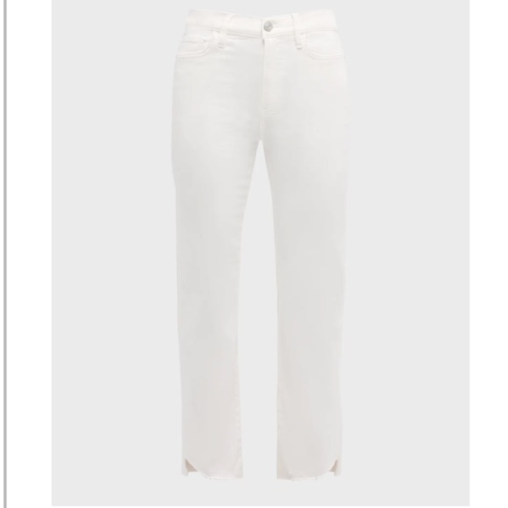 Frame white le height slim cascade hen white jeans